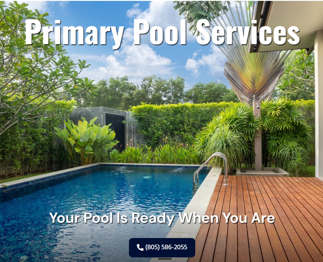 The Primary Pool Services homepage we built, after